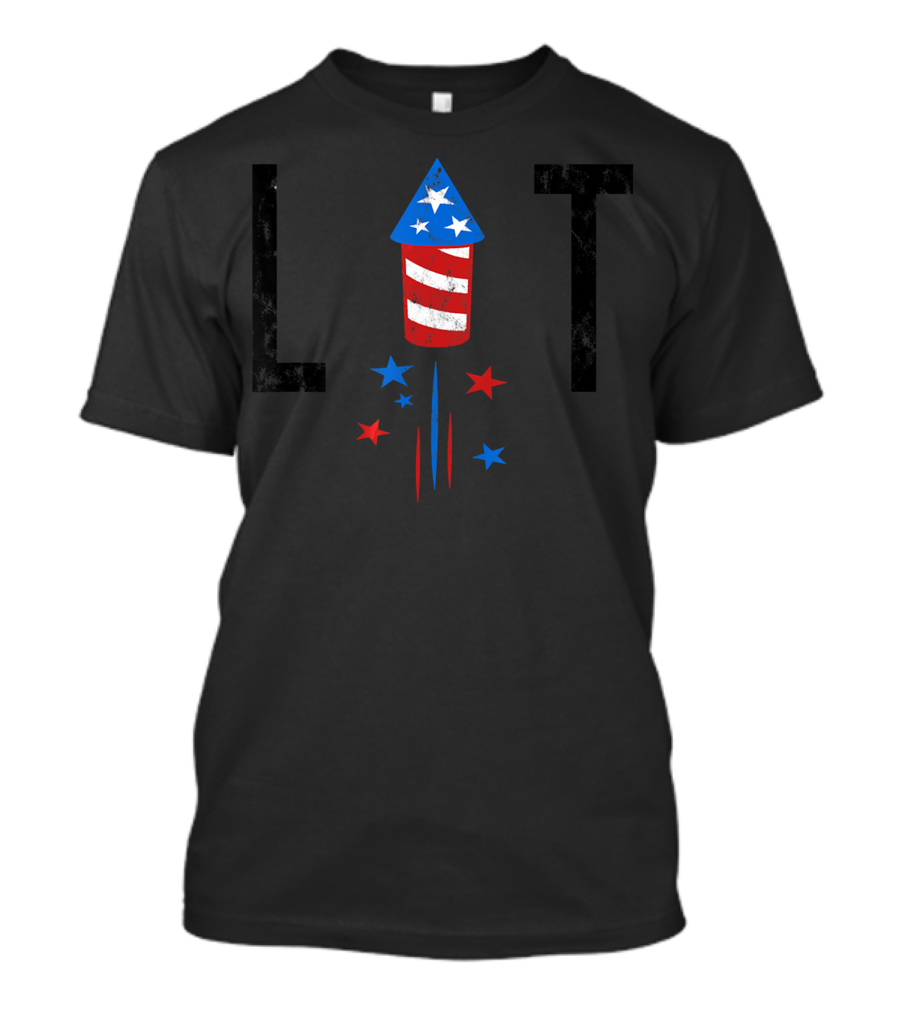 Lit 4th Of July Fireworks Rocket Stars T-Shirt
