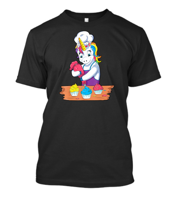 Unicorn Cupcake Cake Baking Mom Girls Chef Rainbow Frosting Magic T-Shirt