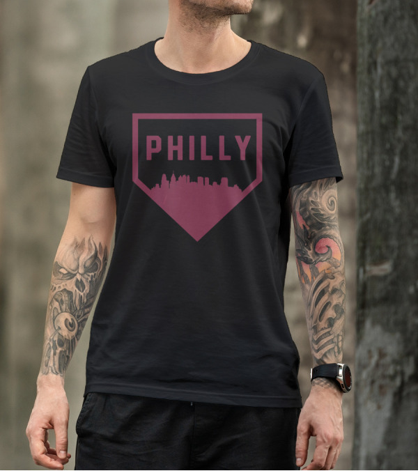 Philly Skyline Baseball Home Plate T-Shirt