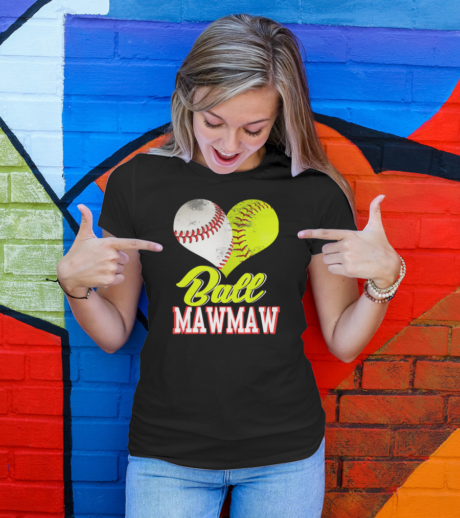 Ball Mawmaw Heart Softball Baseball T-Shirt