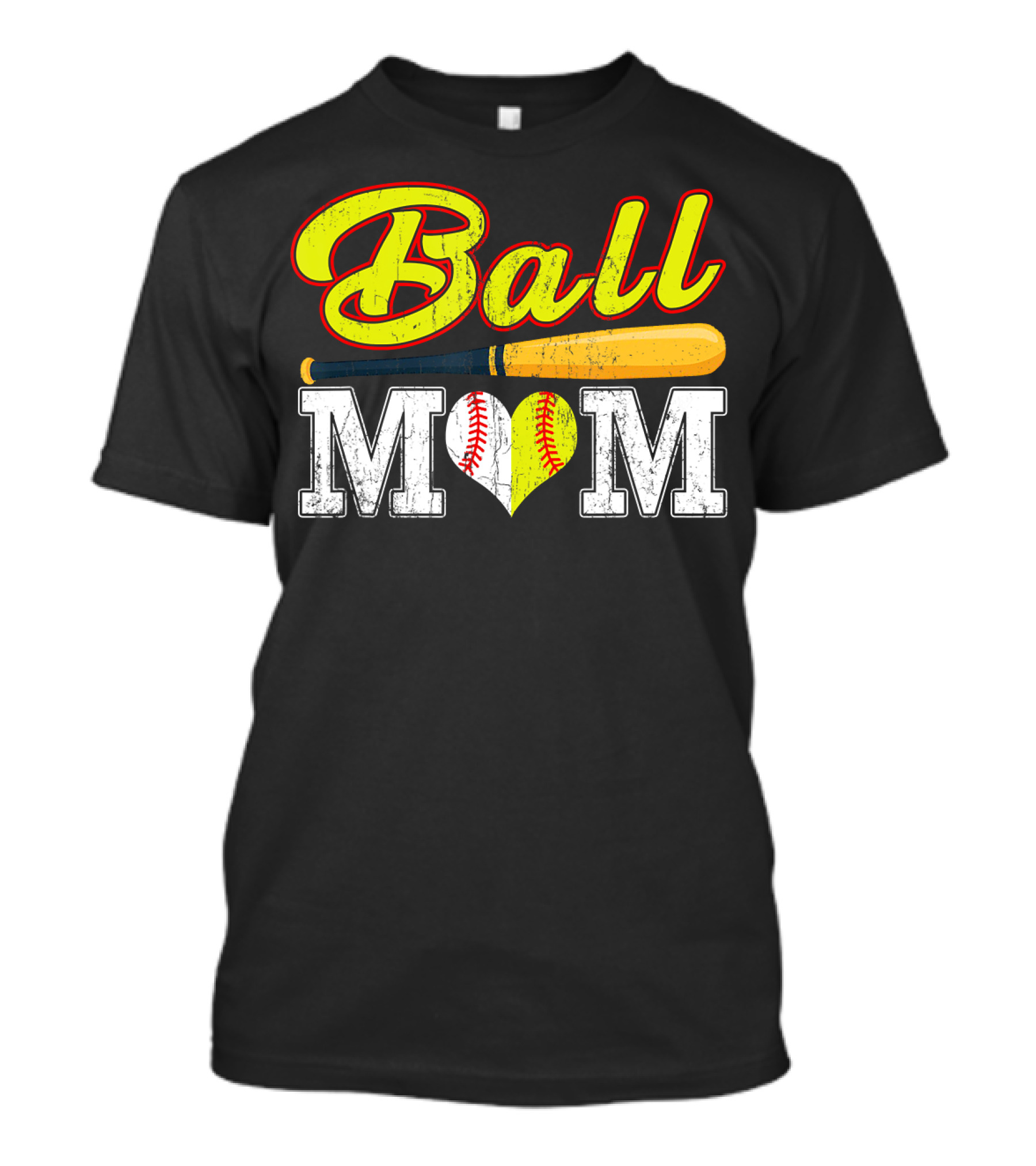 Ball Mom Funny Softball Baseball Bat Heart T-Shirt