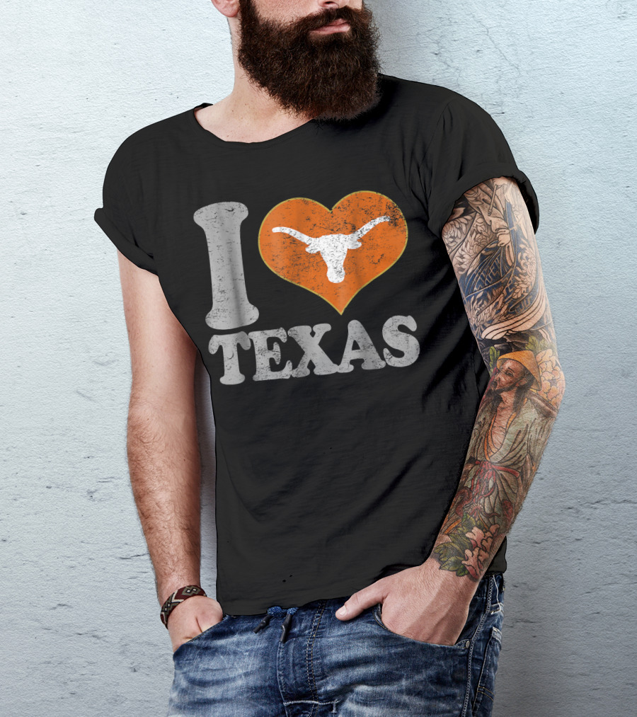 I Love Texas Longhorns Youth Sports T-Shirt