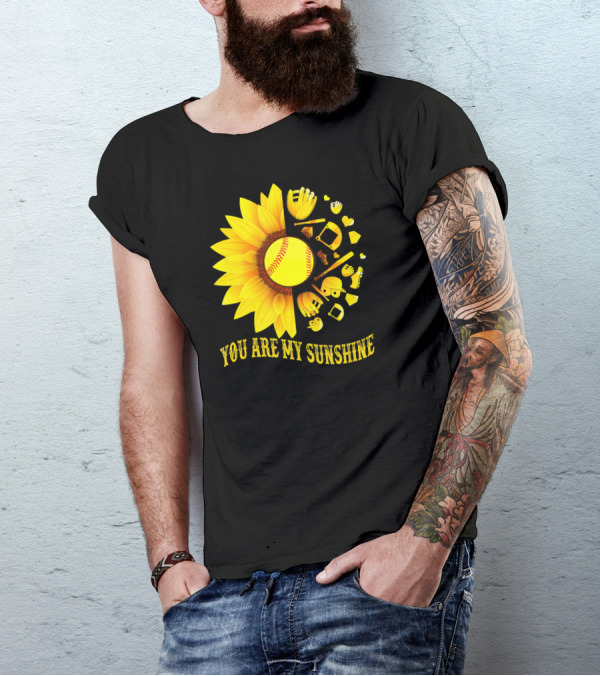 You Are My Sunshine Sunflower Baseball Softball Fan T-Shirt