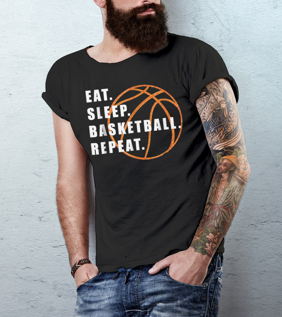 EAT SLEEP BASKETBALL REPEAT Funny Sc T-Shirt
