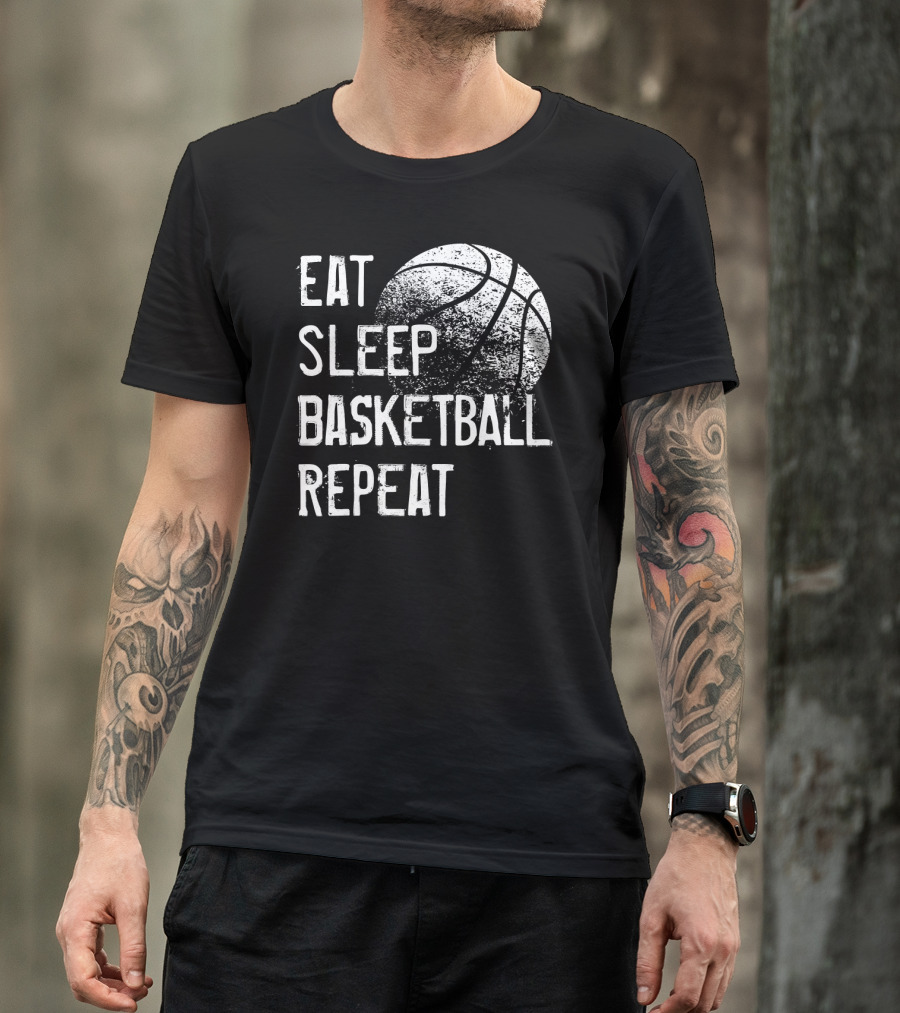 Eat Sleep Basketball Repeat Funny Women Girls T-Shirt