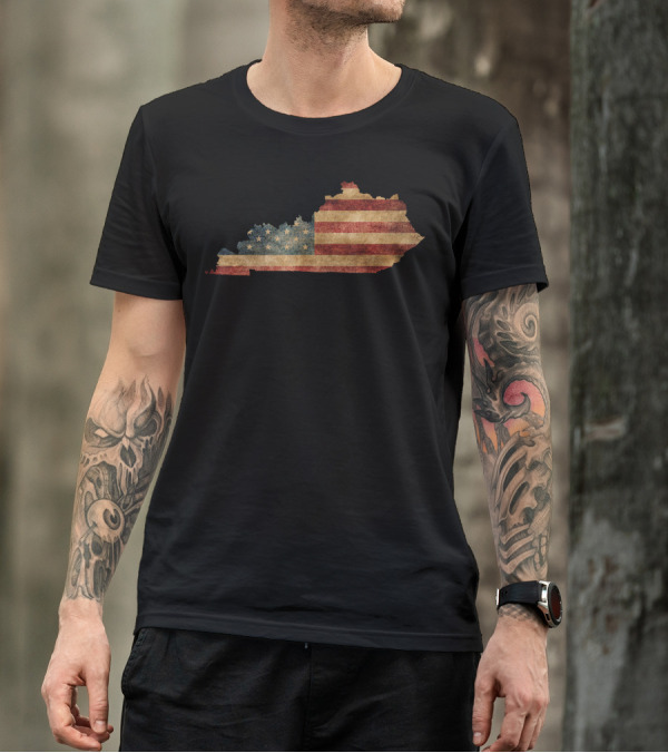 Kentucky Vintage US Flag American Patriotic T-Shirt