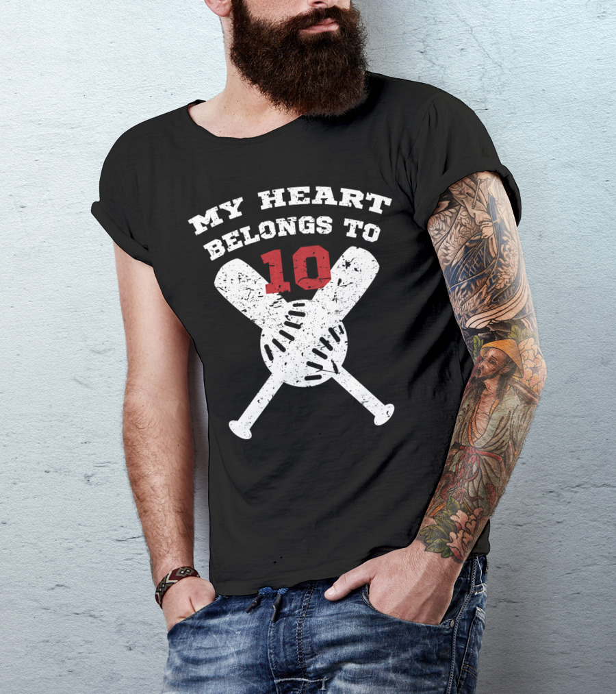 My Heart Belongs To 10 Baseball Bats And Ball T-Shirt