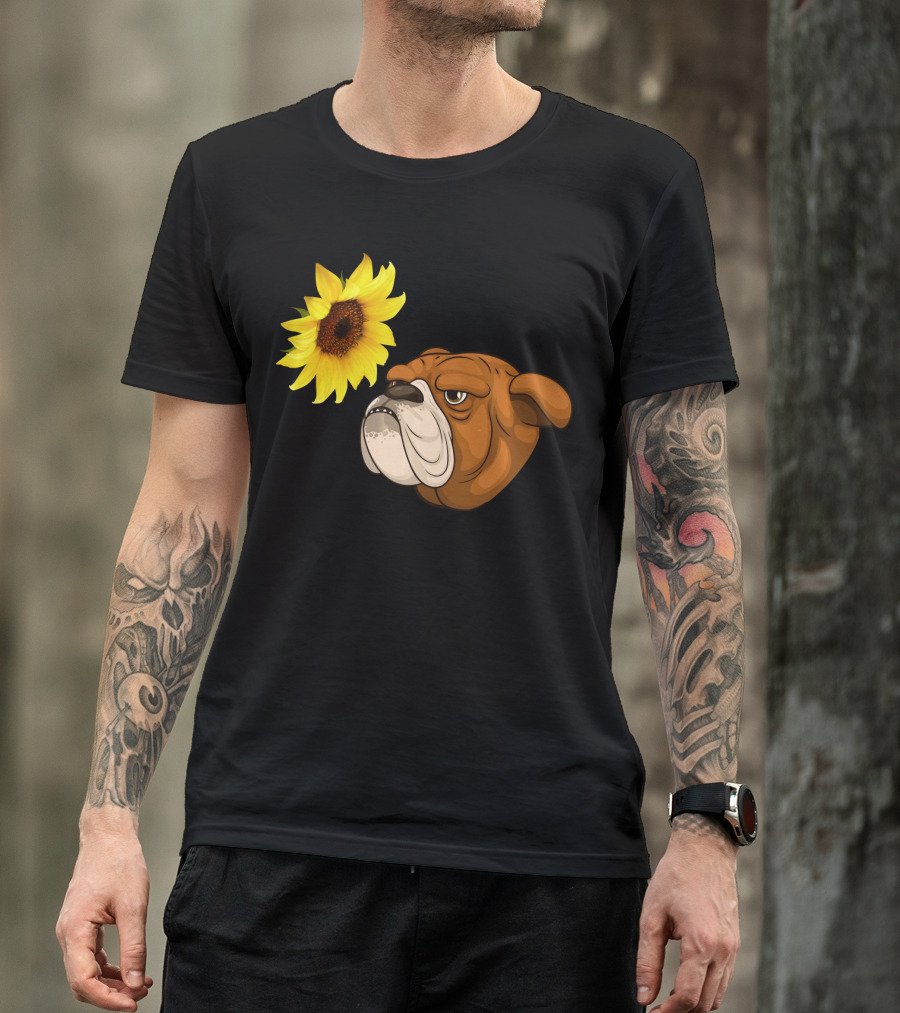 Sunflower Bulldog Hippie Girls English T-Shirt