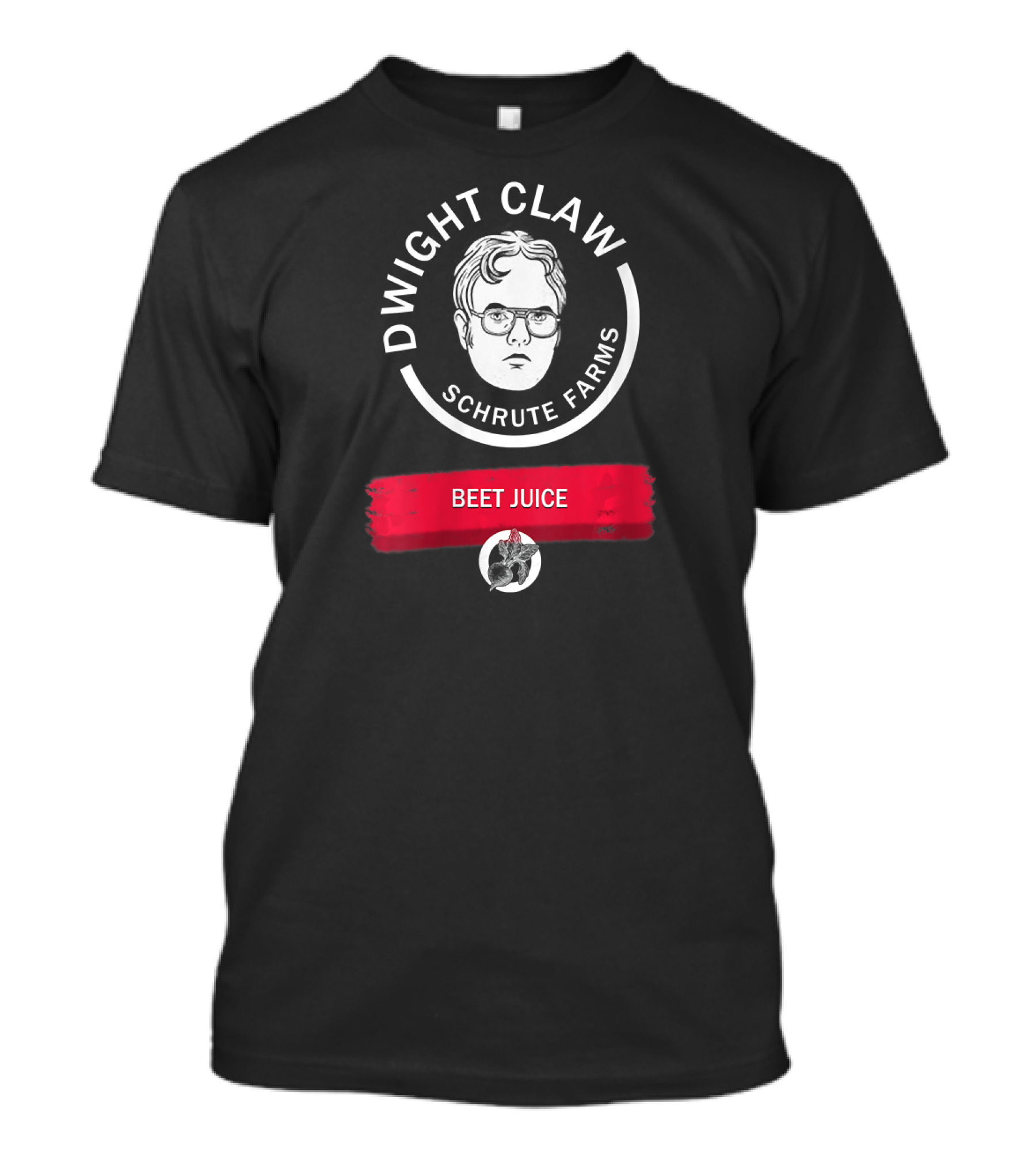 Dwight Claw Schrute Farms Beet Juice Logo Black T-Shirt