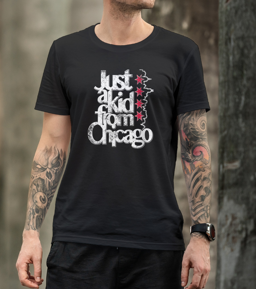Just A Kid From Chicago Vintage Throwback City Map Stars T-Shirt
