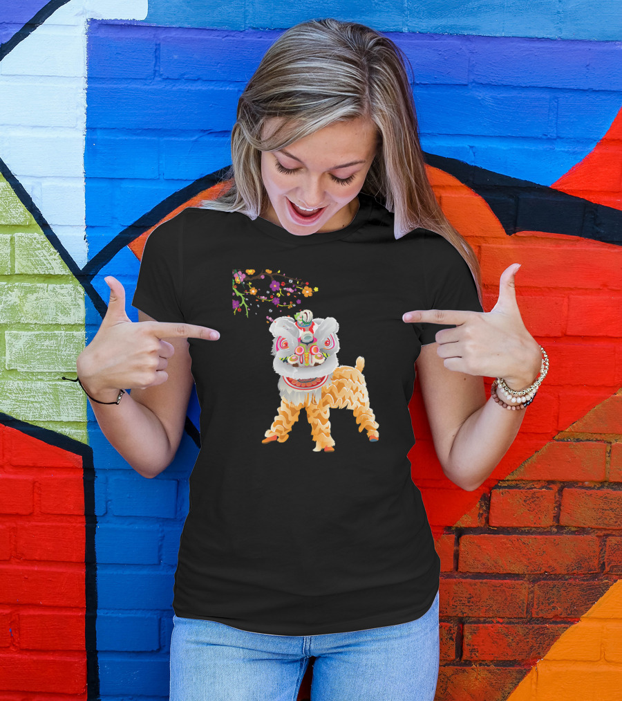 Beautiful Chinese Lion Dance Outfit With Floral Accents Co T-Shirt