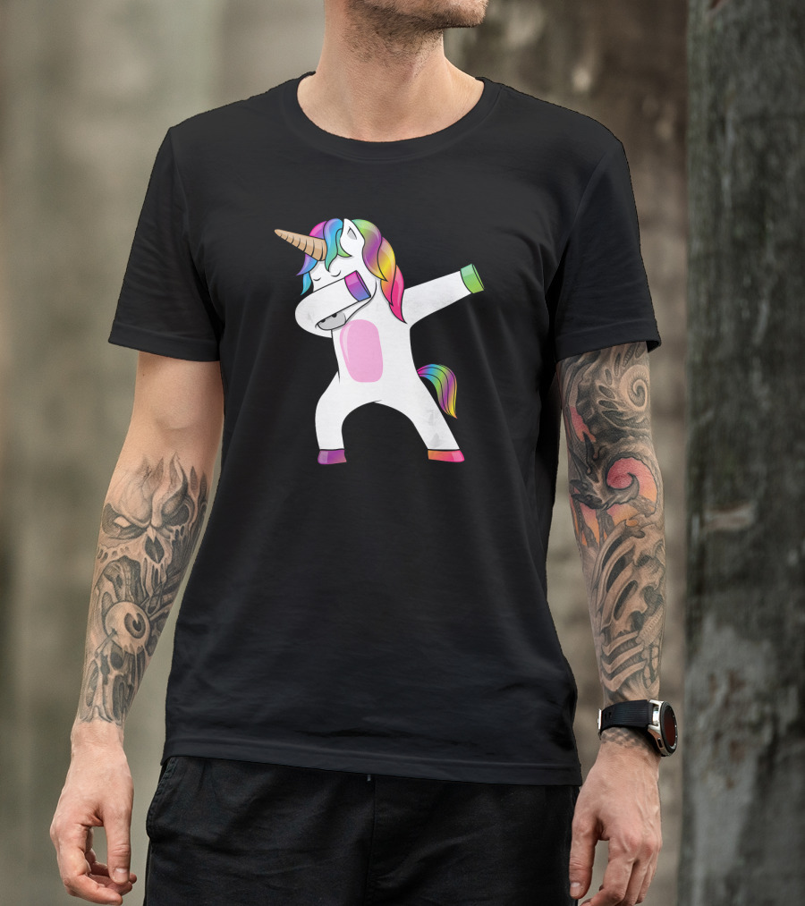 Dabbing Unicorn Dab Dance Rainbow Mane T-Shirt