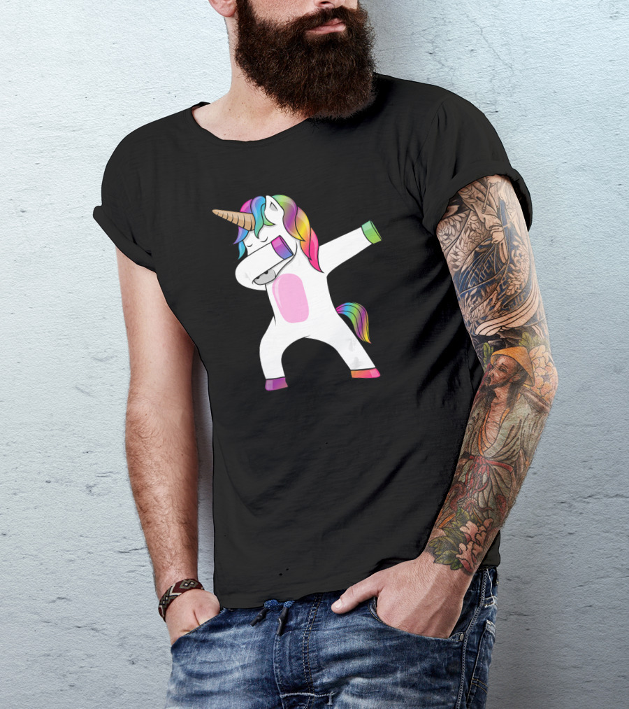 Dabbing Unicorn Dab Dance Rainbow Mane T-Shirt