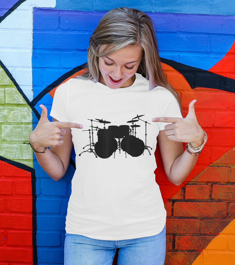 Drum Kit Silhouette Black T-Shirt