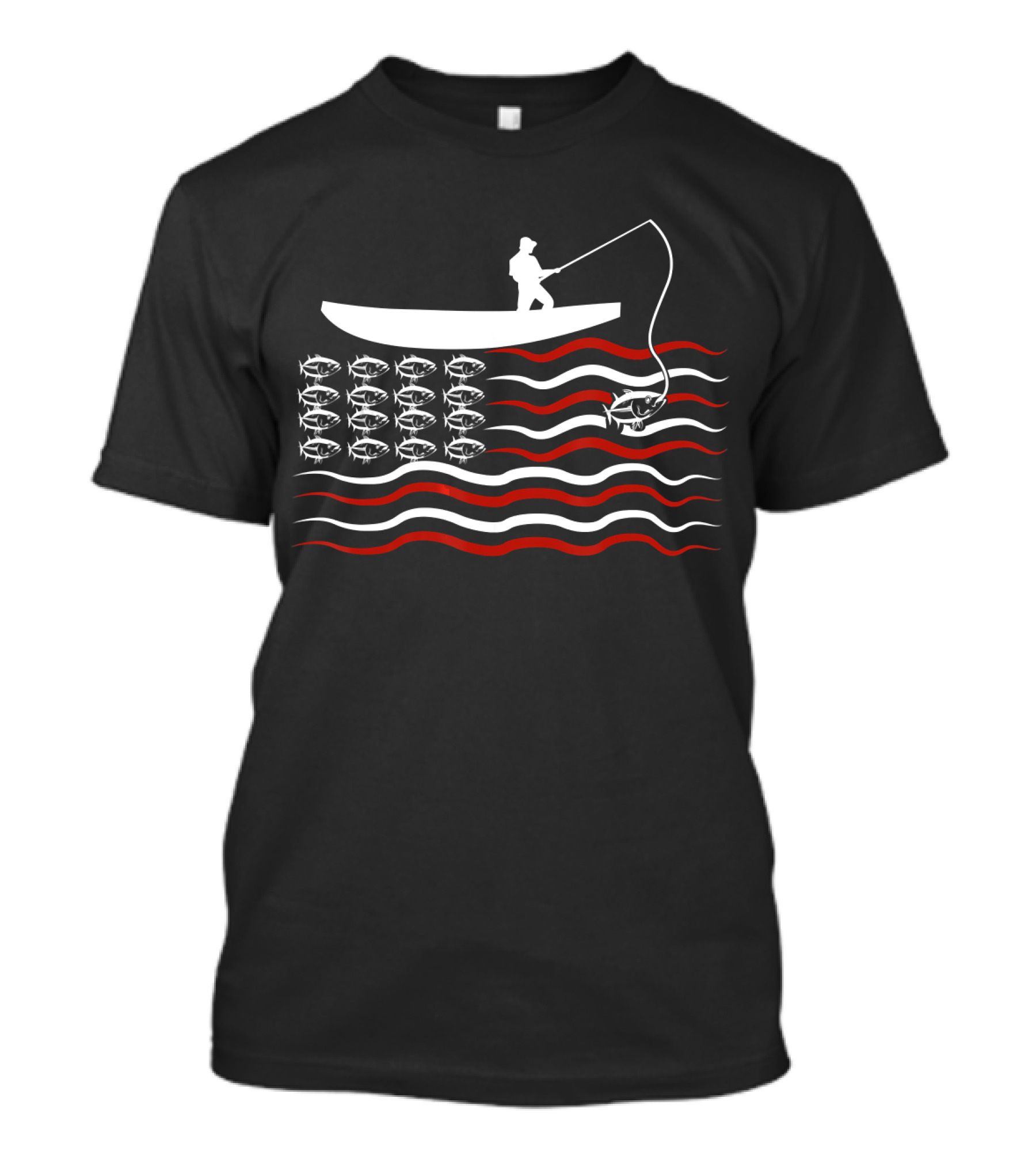American Flag Fishing Boat USA Fisher T-Shirt
