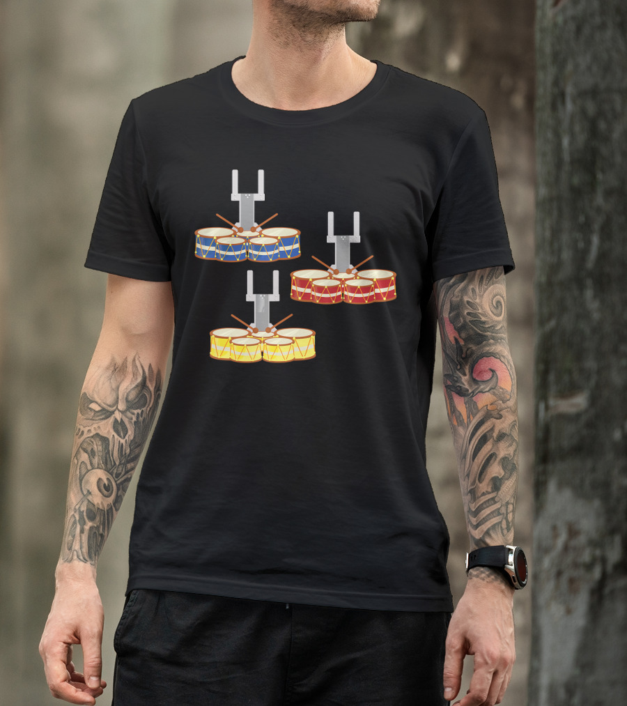 Marching Band Tenor Drum Colorful Percussion Trio T-Shirt