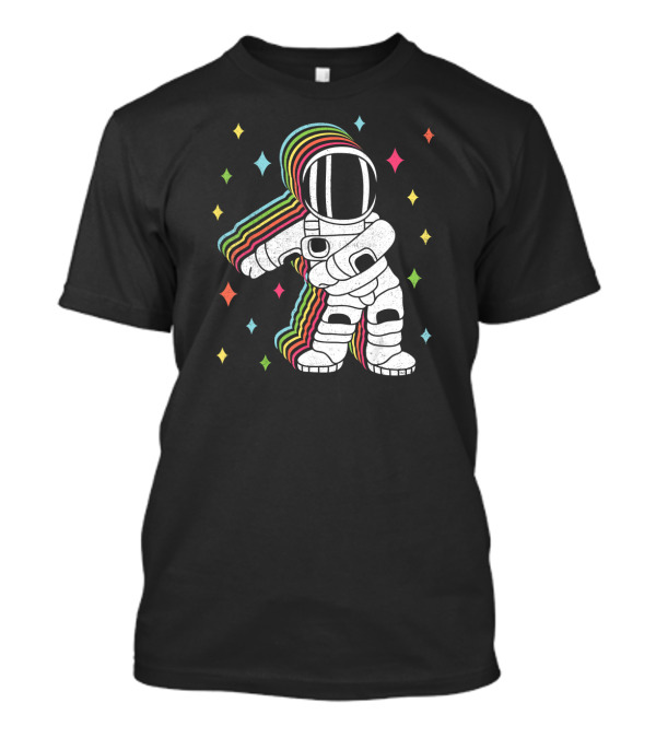 Retro Rainbow Groovy Dancing Spaceman With Stars T-Shirt