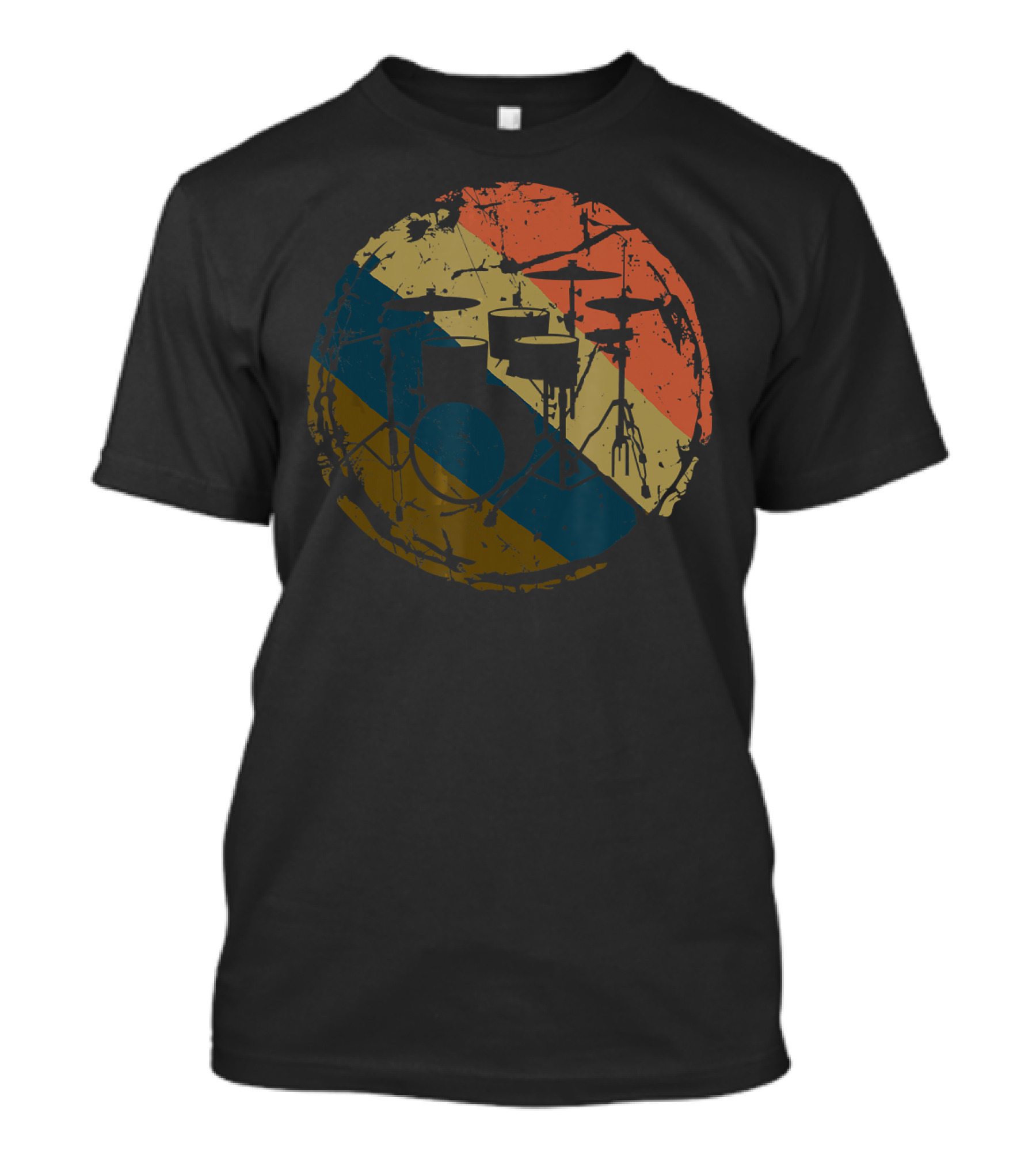 Vintage Style Drums Drummer Drumset Retro Circle T-Shirt