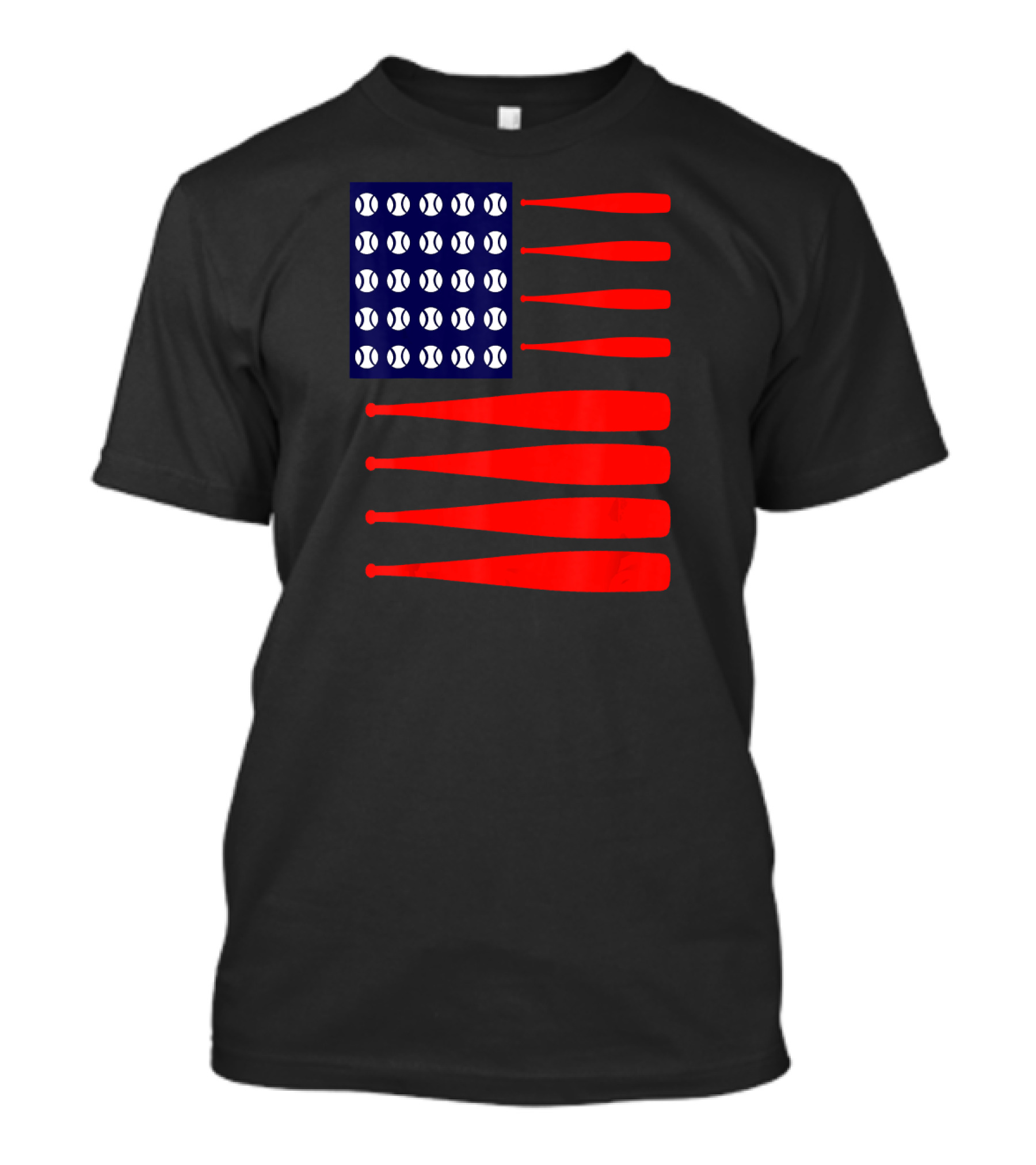 USA Flag Baseball Bats 4th July Patriotic T-Shirt
