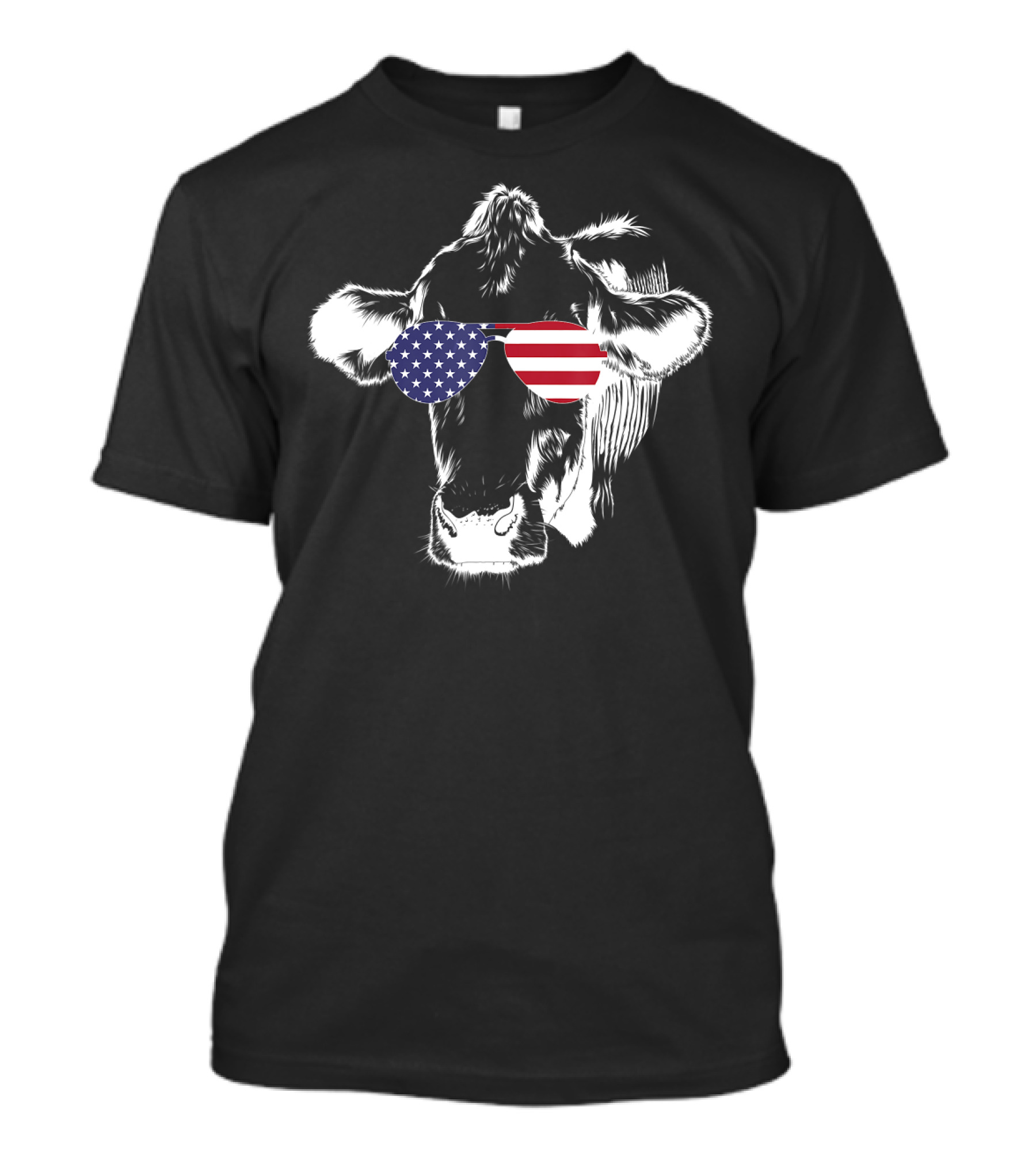 4th Of July Vintage Patriotic Cow Wearing American Flag Sunglasses T-Shirt