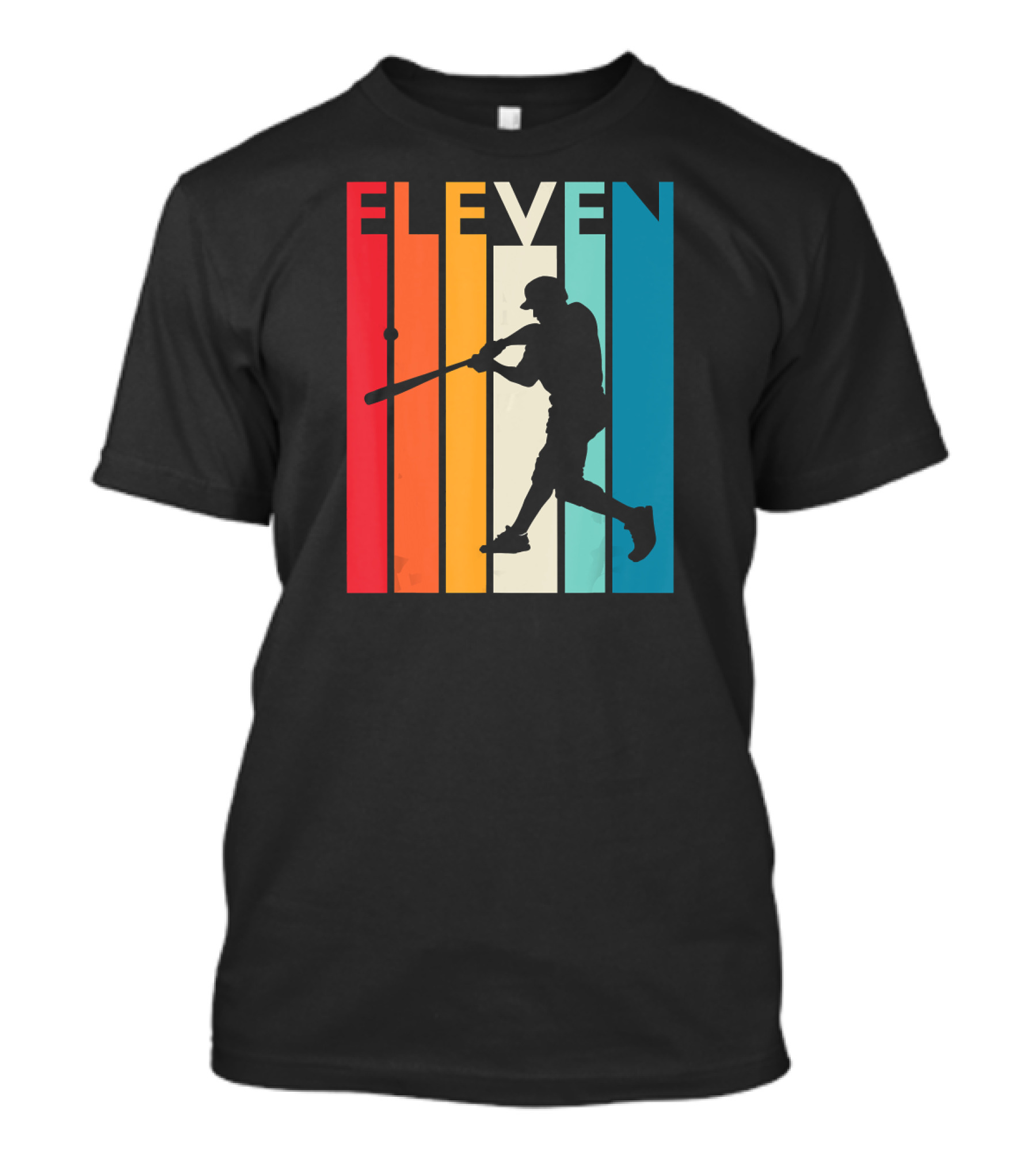 ELEVEN Vintage Baseball Silhouette Retro T-Shirt