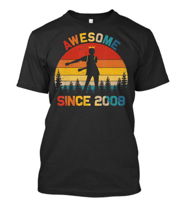 Awesome Since 2008 Vintage Dancing Silhouette Forest Sunset Crown T-Shirt