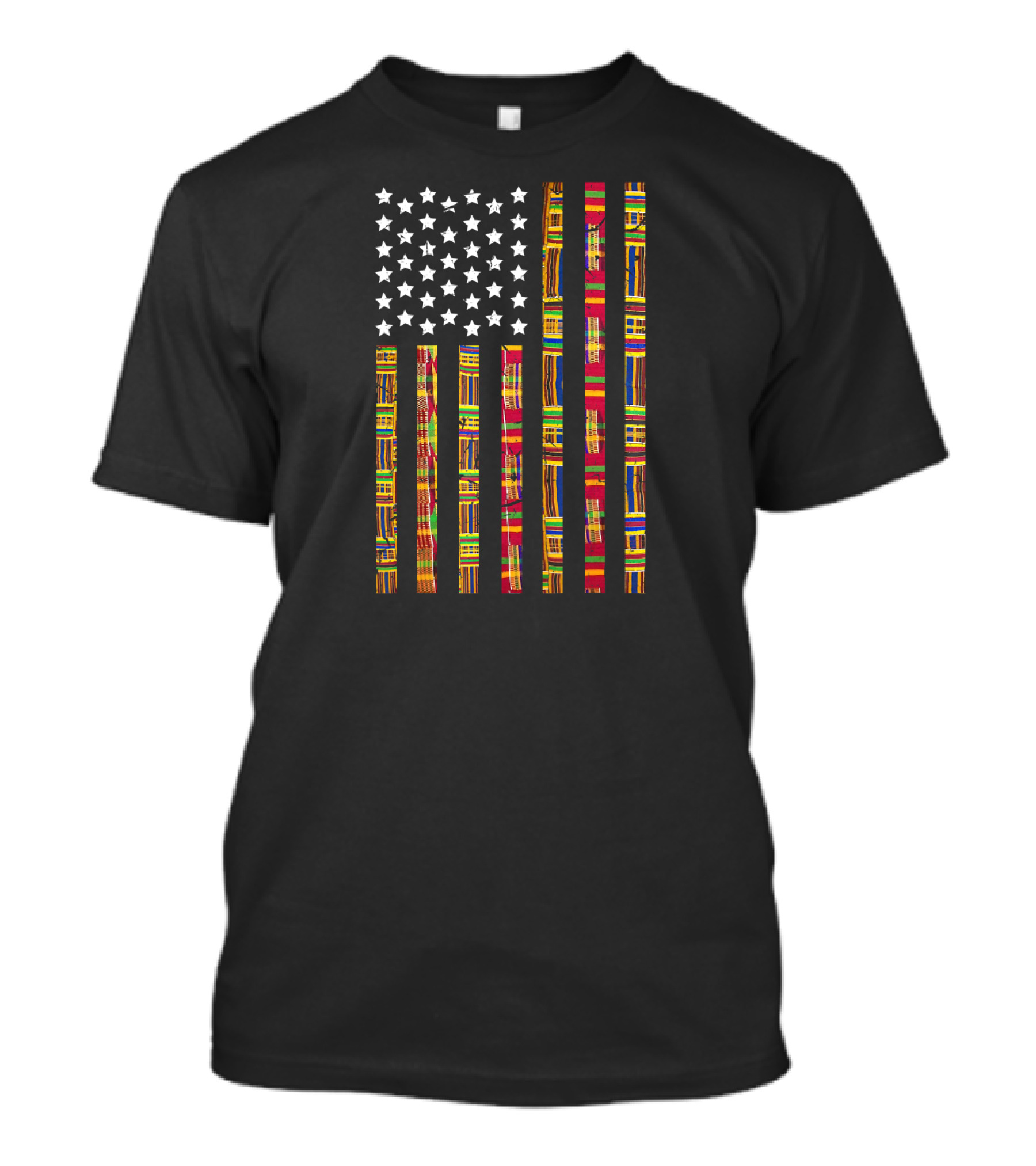 African Kente American Old Glory Stars T-Shirt