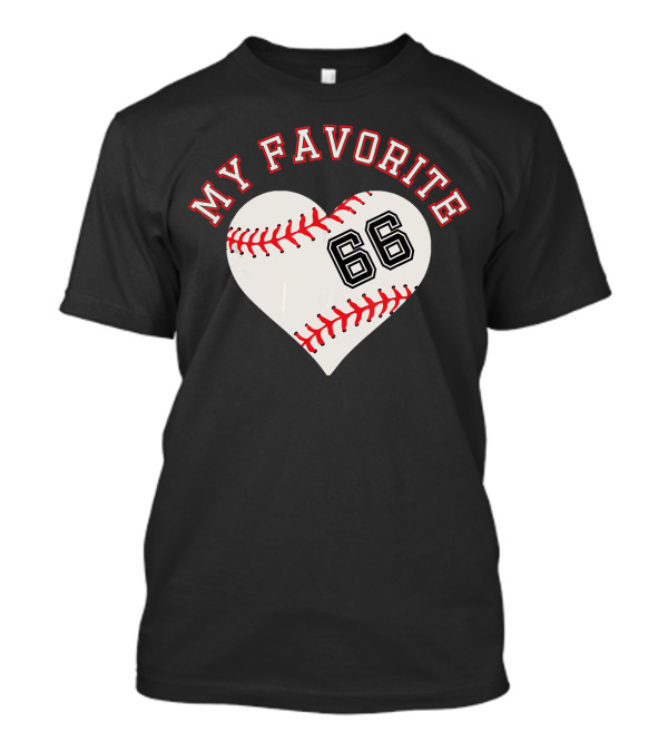 My Favorite 66 Baseball Heart T-Shirt