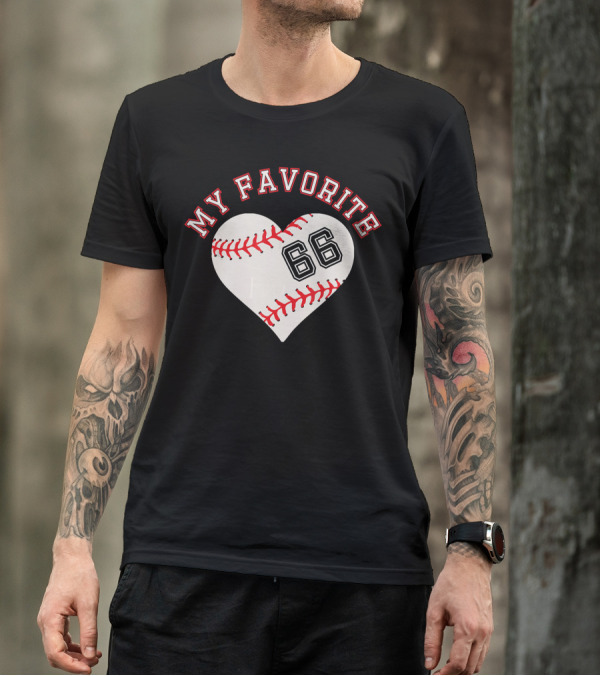 My Favorite 66 Baseball Heart T-Shirt