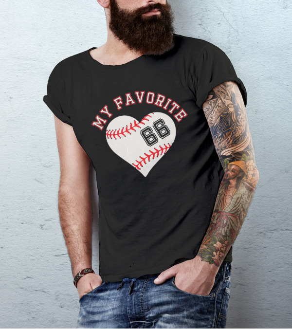My Favorite 66 Baseball Heart T-Shirt