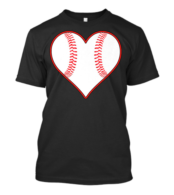 Heart Shaped Baseball Stitching Player Coach Fan T-Shirt