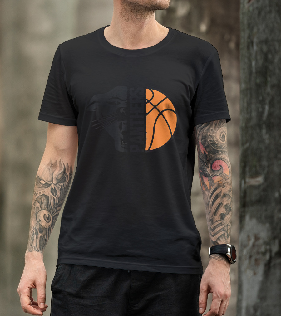 Panthers Basketball Ball Black Cool T-Shirt