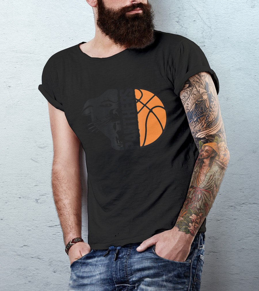 Panthers Basketball Ball Black Cool T-Shirt