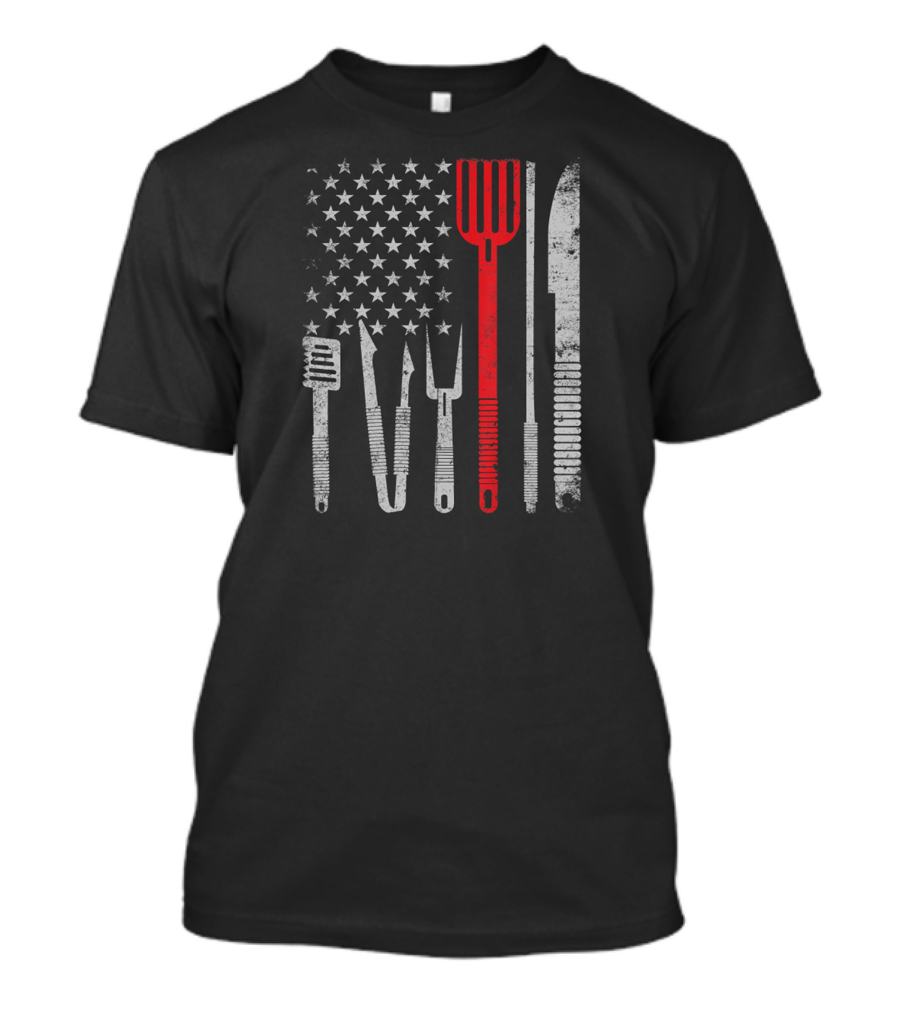 BBQ Grill Tools USA Flag 4th July Celebration Vintage Cooki T-Shirt