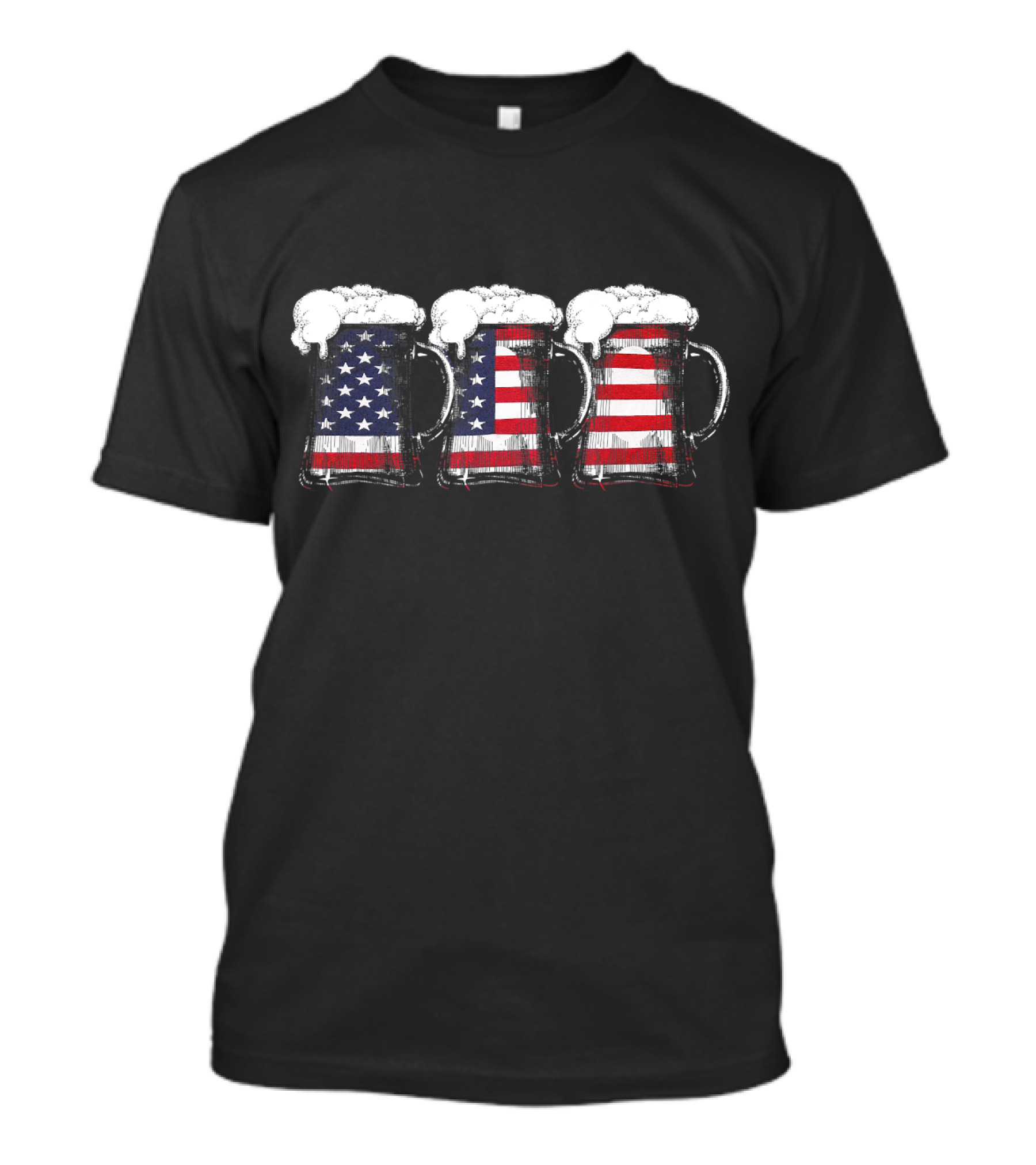 American Flag Beer Mugs Patriotic Drinking T-Shirt