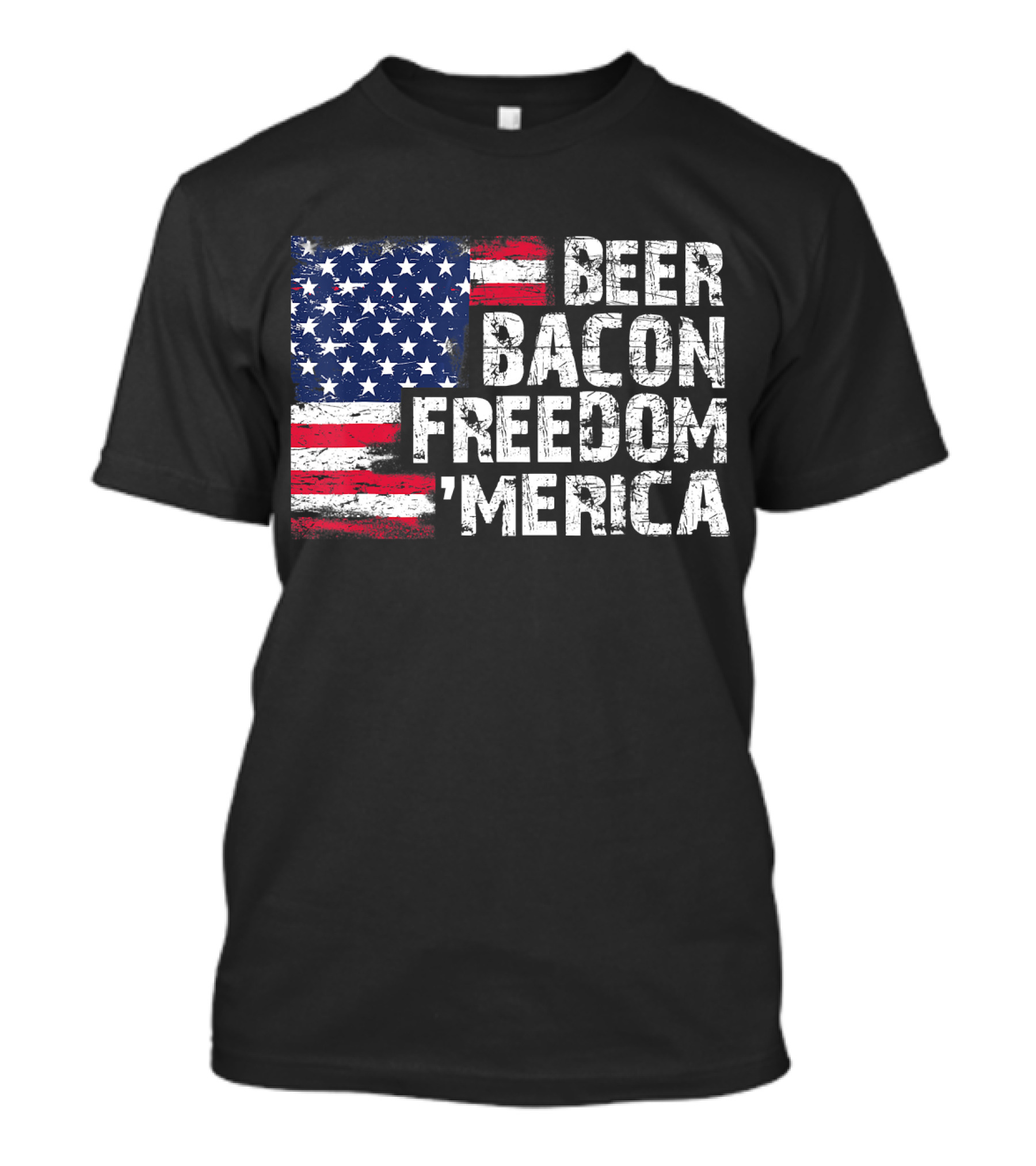 Beer Bacon Freedom 'Merica American Flag Patriotic T-Shirt