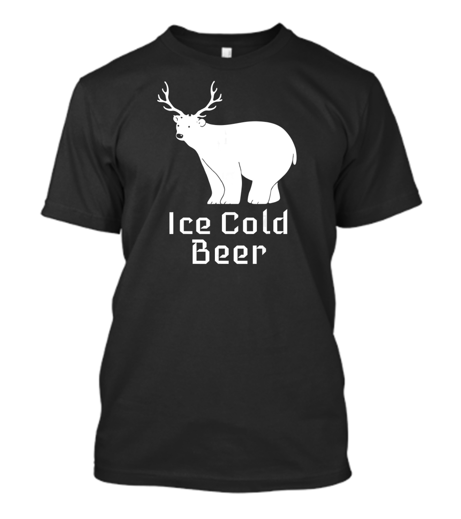 Ice Cold Beer Polar Bear With Antlers T-Shirt