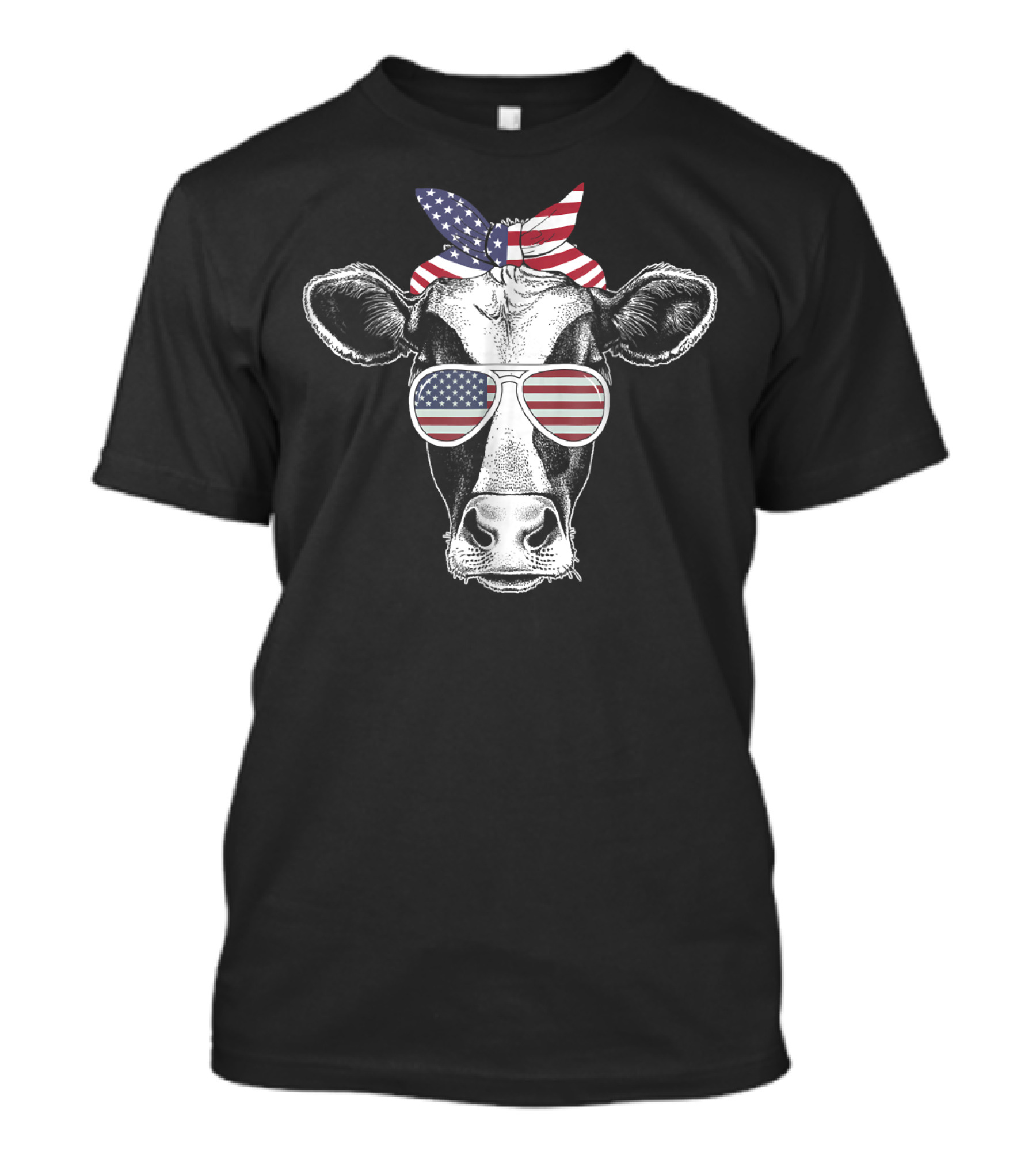 Best Cow American Flag Sunglasses Bandana 4th Of July T-Shirt