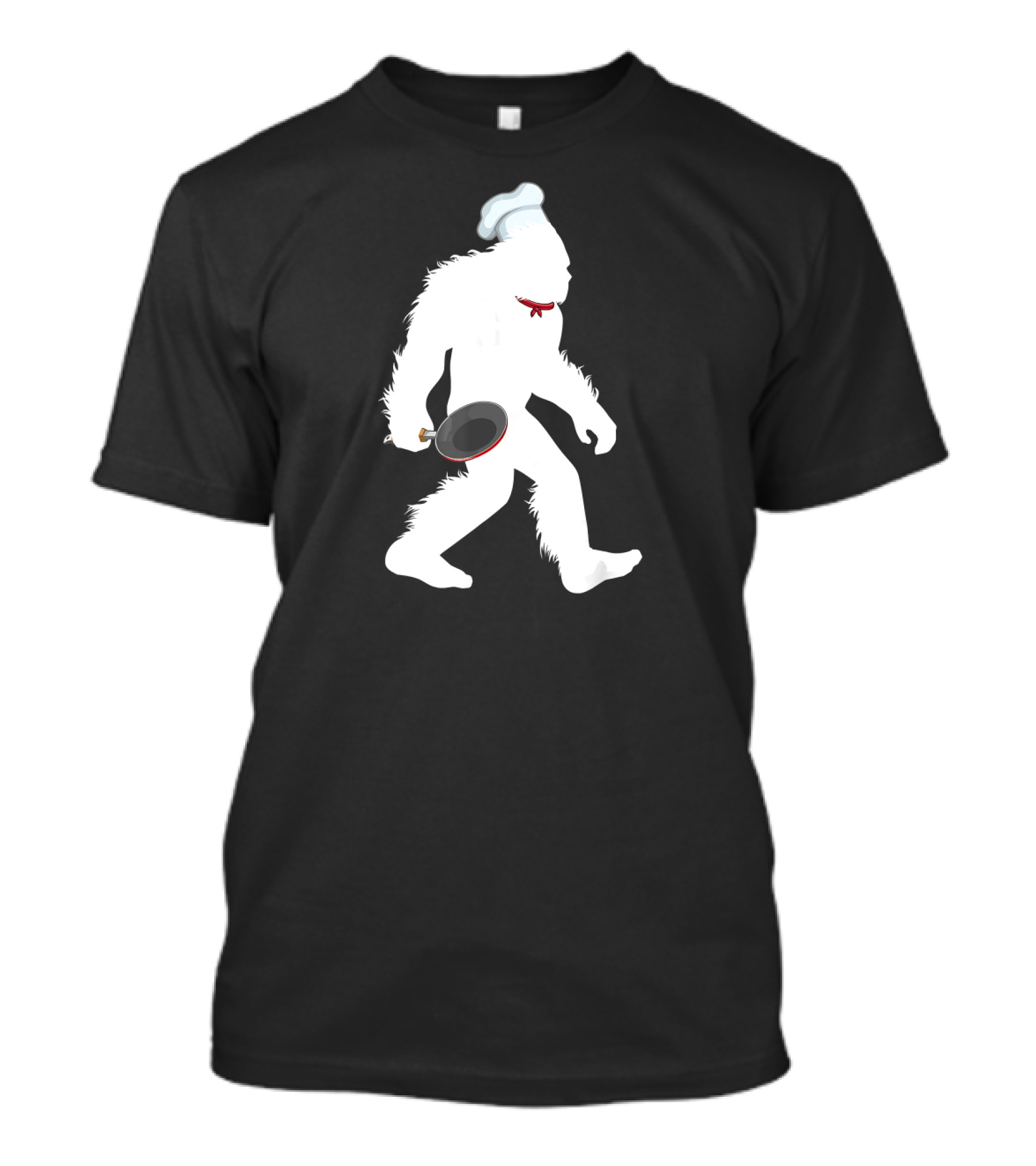 Bigfoot Sasquatch Chef Cookin' With Pan In Kitchen T-Shirt