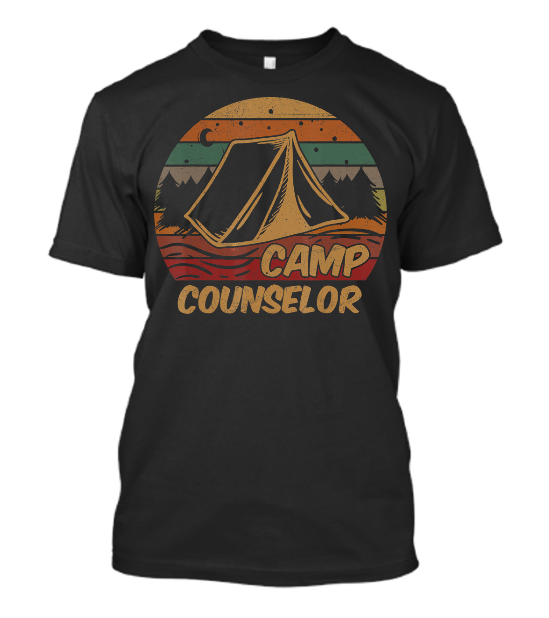 Camp Counselor Retro Tent And Forest Scene T-Shirt