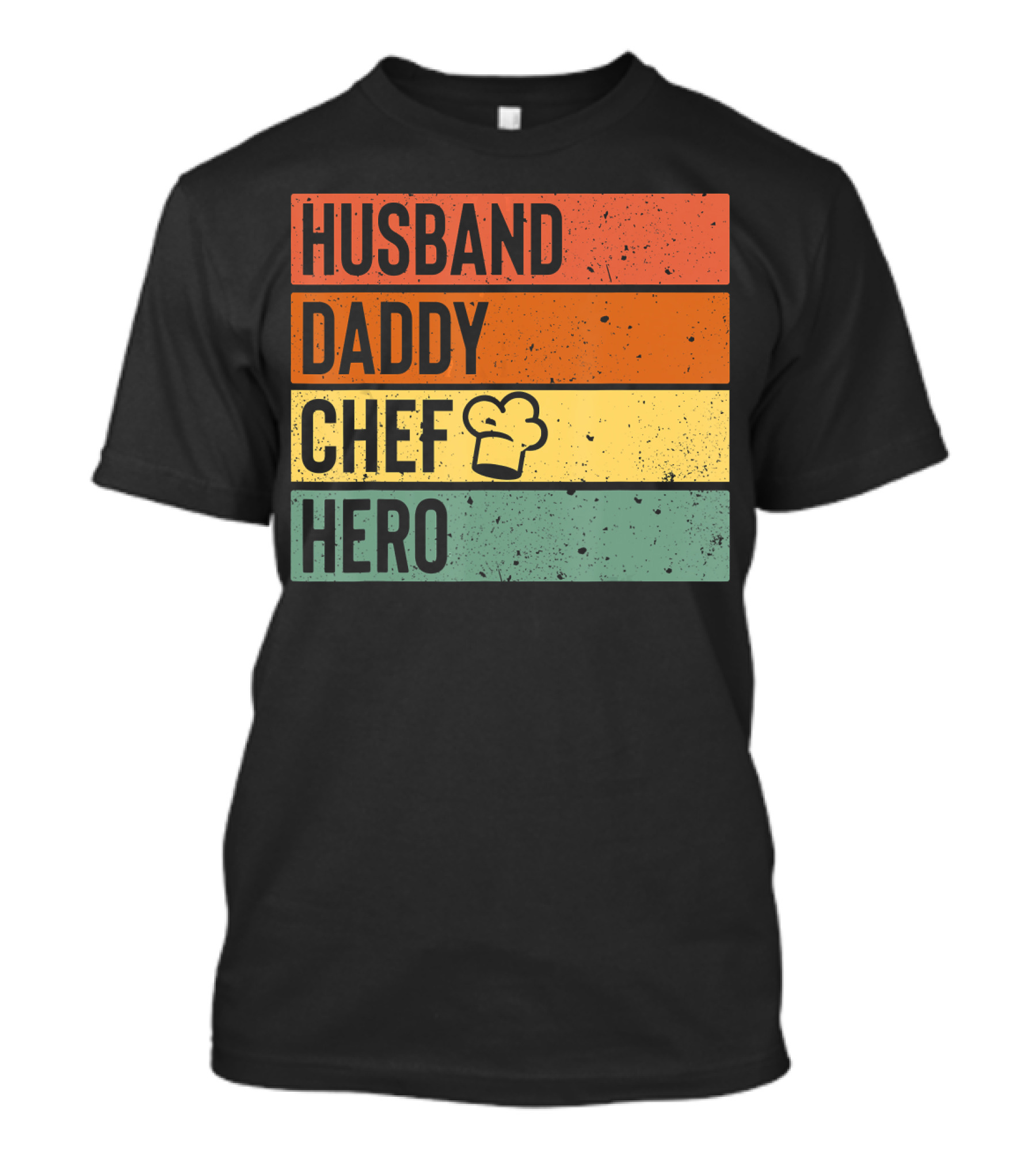 Husband Daddy Chef Hero Vintage Stripes With Chef Hat T-Shirt