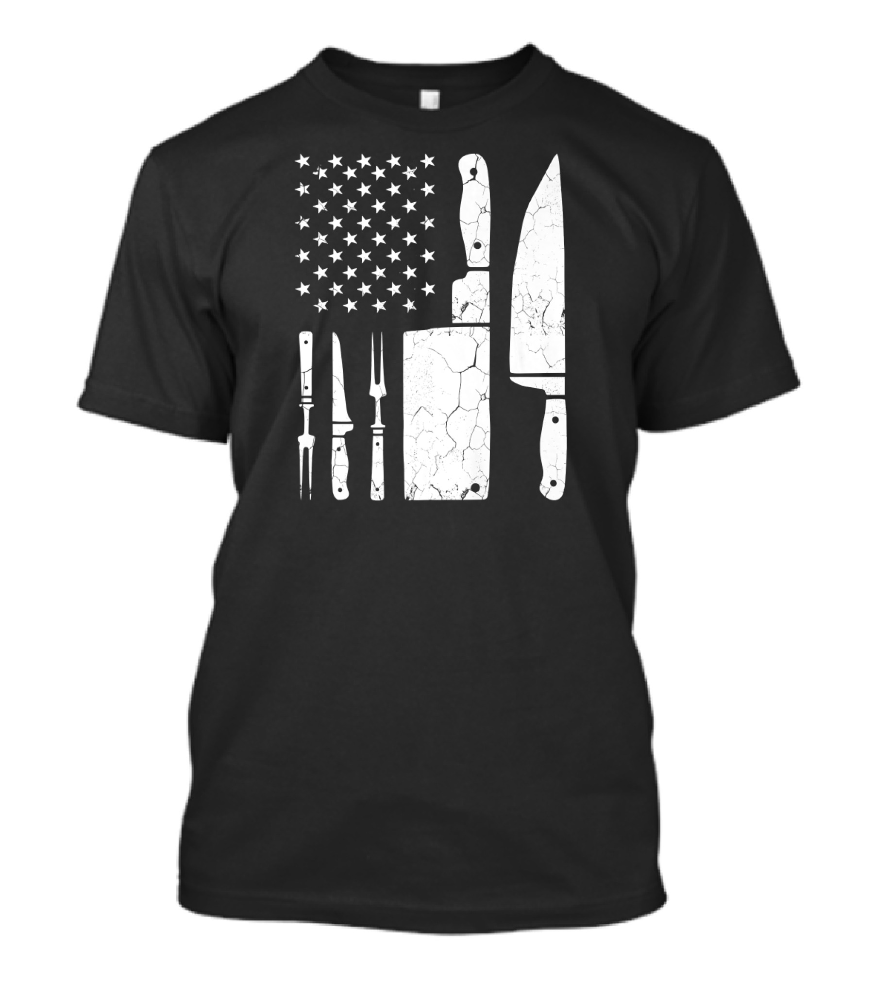 Chef Knife And Fork American Flag T-Shirt