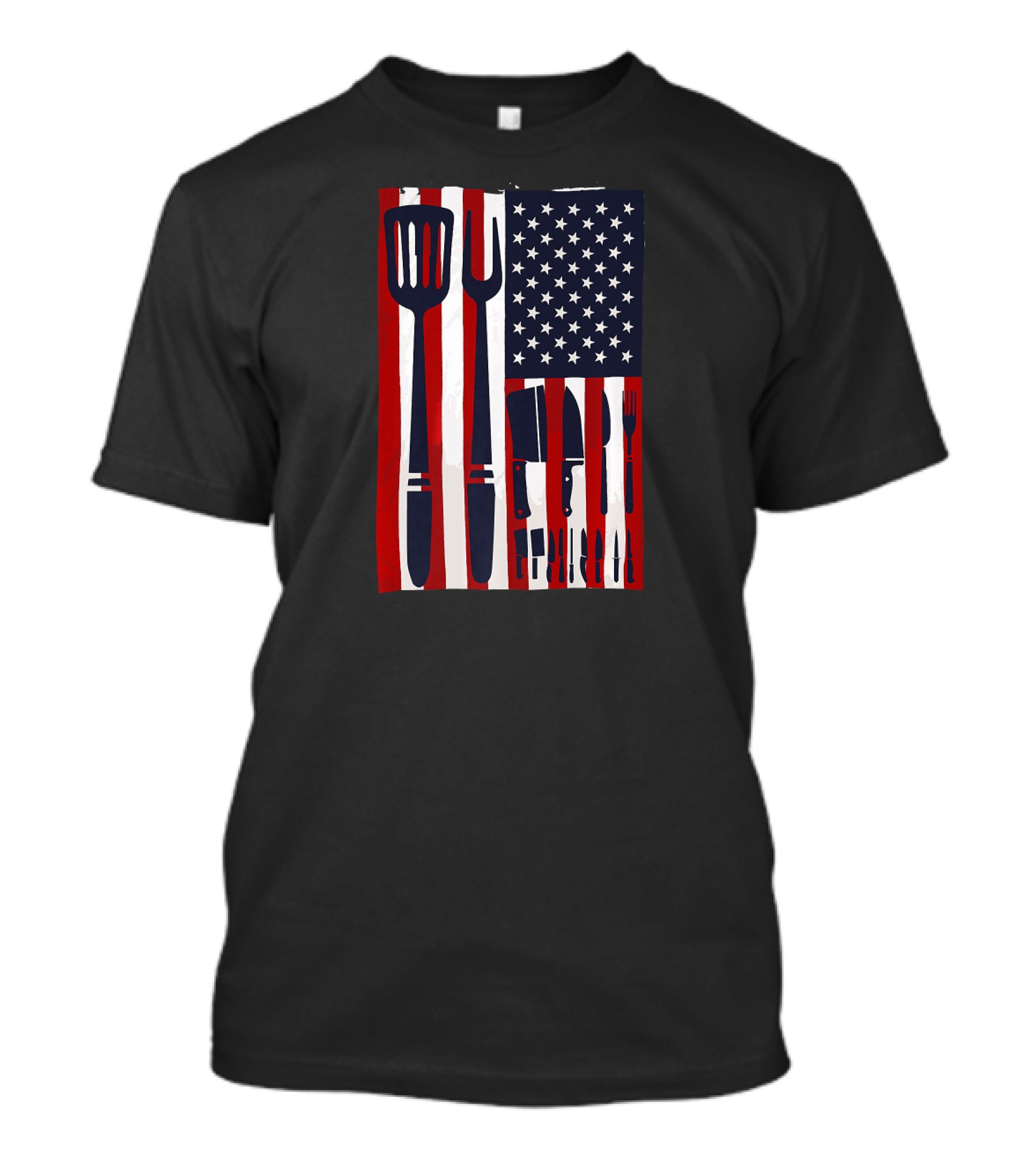 Chef Knives USA Flag Patriotic Cook America T-Shirt