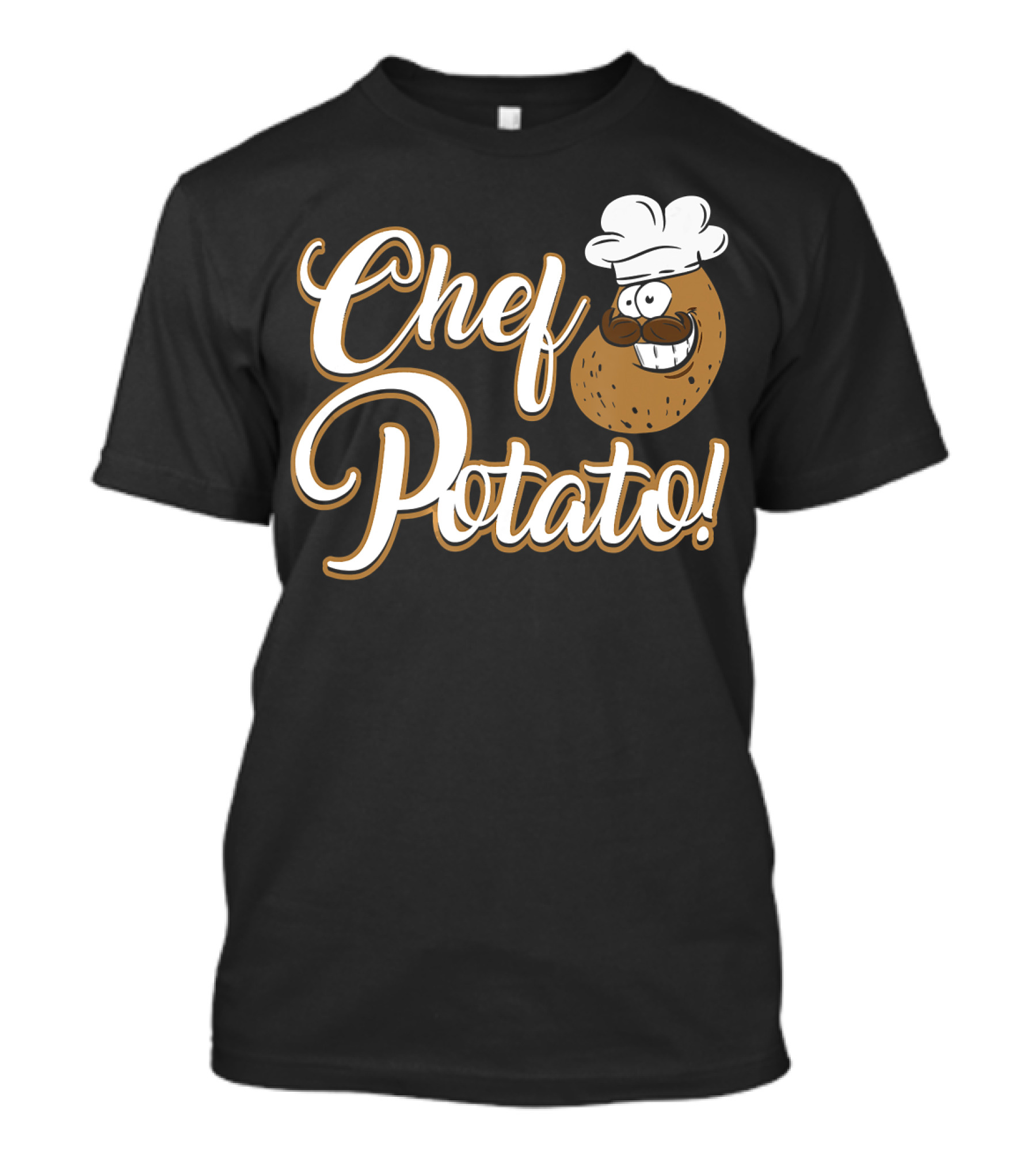 Chef Potato Funny Cooking Cook With Smiling Mustached Character T-Shirt