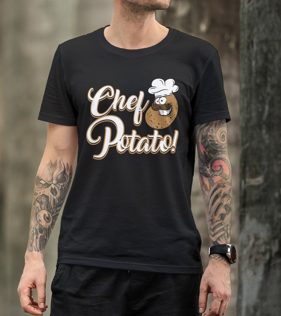Chef Potato Funny Cooking Cook With Smiling Mustached Character T-Shirt