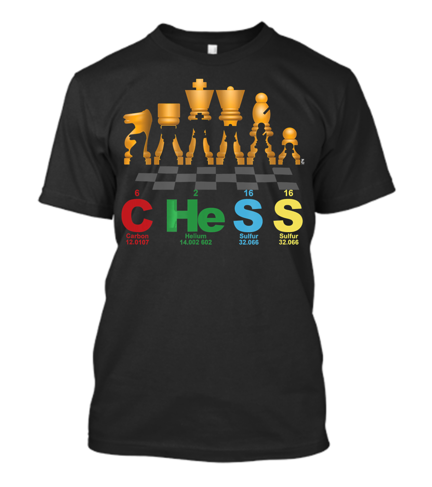 Chess Periodic Table Elements Carbon Helium Sulfur Science T-Shirt
