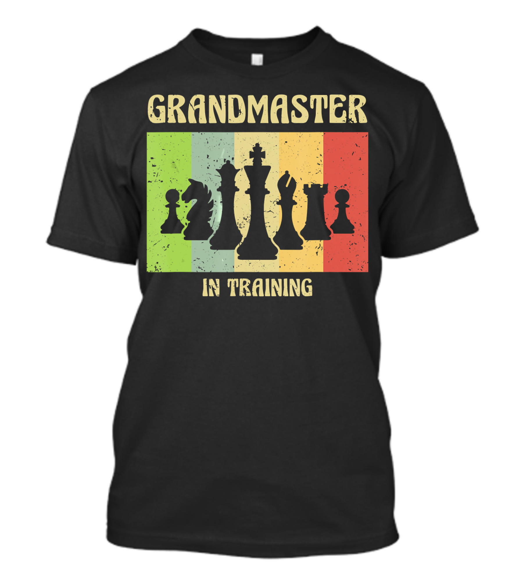 Grandmaster In Training Chess Player Silhouette Retro Stripes T-Shirt