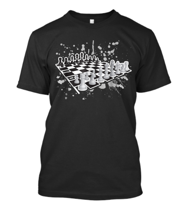 Chess Board With Abstract Splatter Background T-Shirt