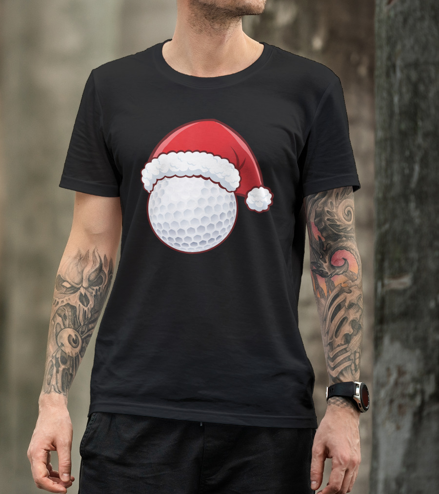 Santa Hat Golf Ball Christmas T-Shirt