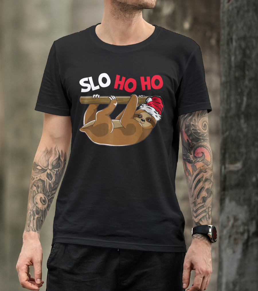 Slo Ho Ho Christmas Funny Sloth Lover T-Shirt